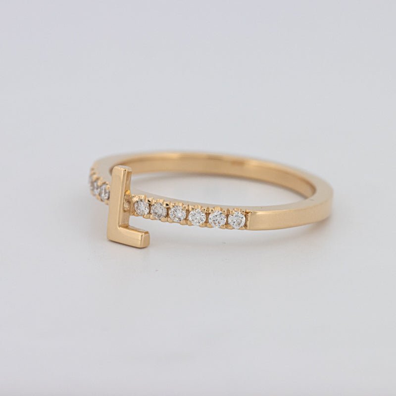 Stackable Initial "L" Diamond Ring - ZIZOV DIAMONDS