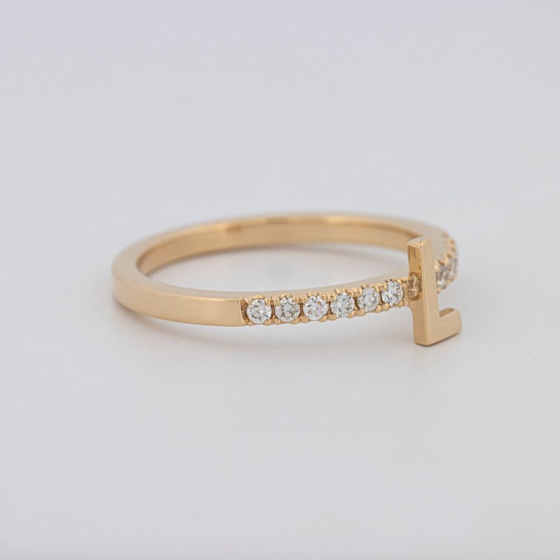 Stackable Initial "L" Diamond Ring - ZIZOV DIAMONDS
