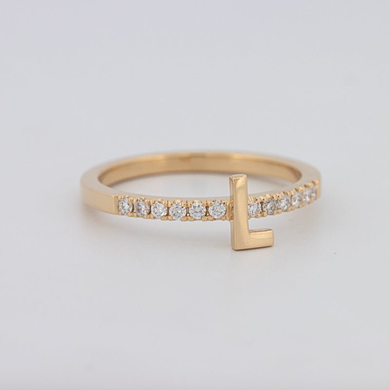 Stackable Initial "L" Diamond Ring - ZIZOV DIAMONDS