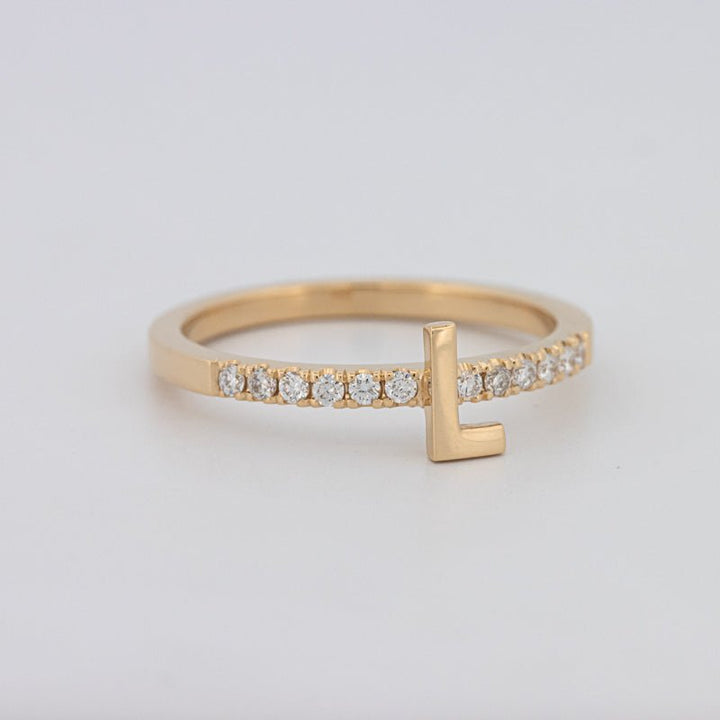 Stackable Initial "L" Diamond Ring - ZIZOV DIAMONDS
