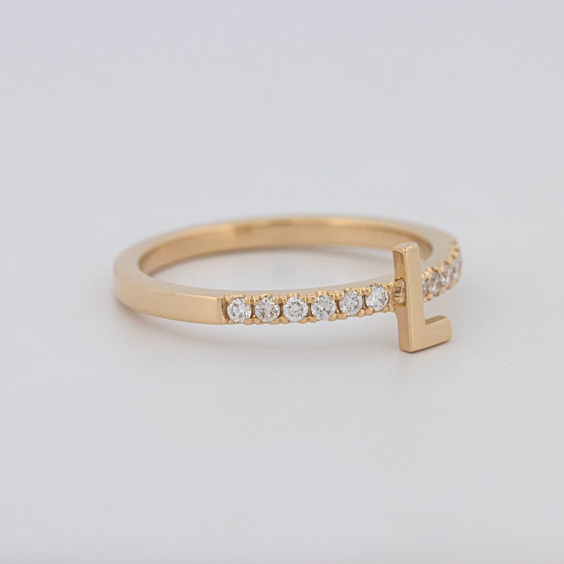 Stackable Initial "L" Diamond Ring - ZIZOV DIAMONDS