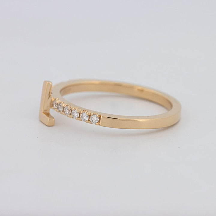 Stackable Initial "L" Diamond Ring - ZIZOV DIAMONDS