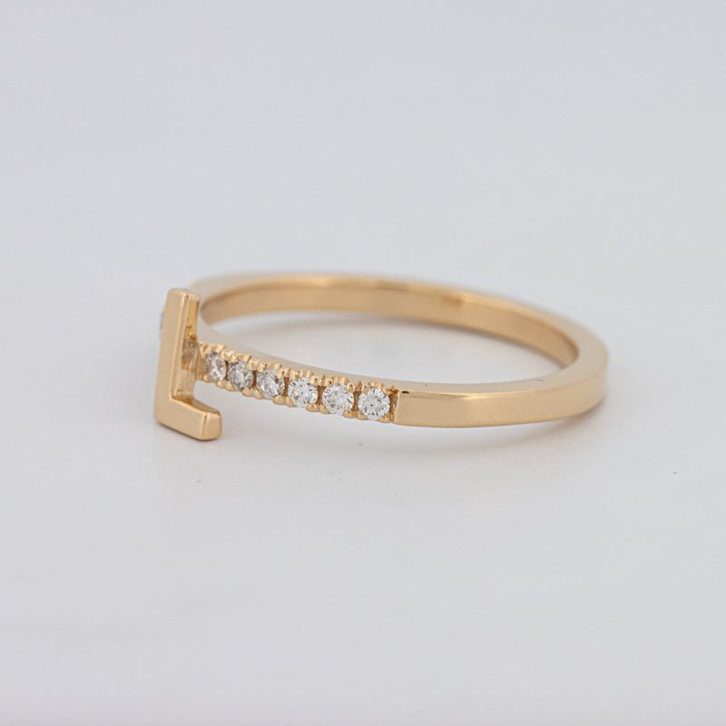 Stackable Initial "L" Diamond Ring - ZIZOV DIAMONDS