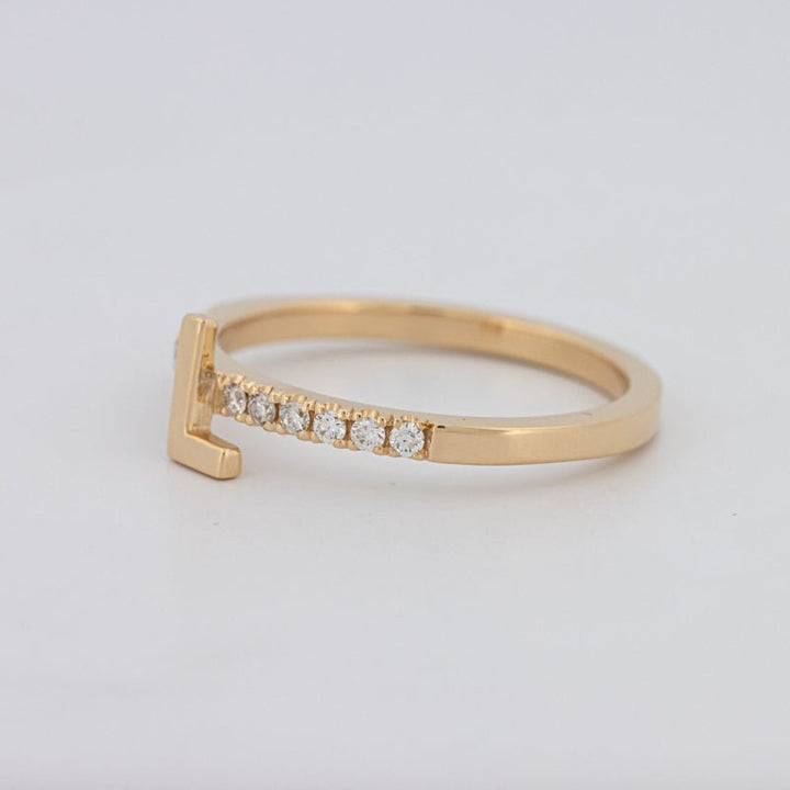 Stackable Initial "L" Diamond Ring - ZIZOV DIAMONDS