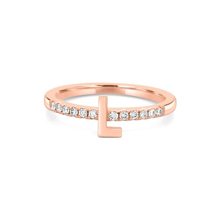 Stackable Initial "L" Diamond Ring - ZIZOV DIAMONDS