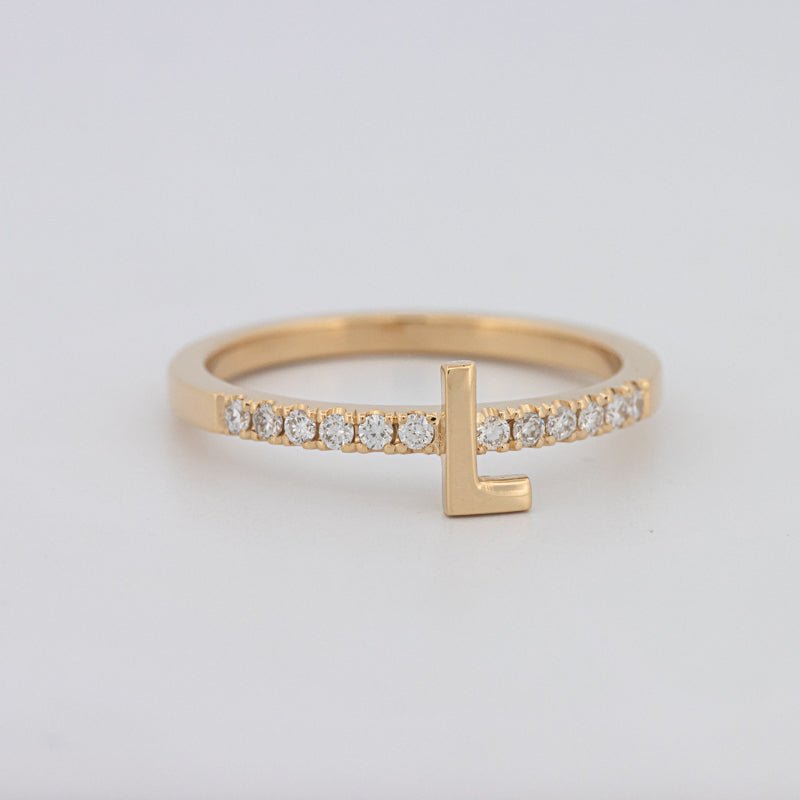 Stackable Initial "L" Diamond Ring - ZIZOV DIAMONDS