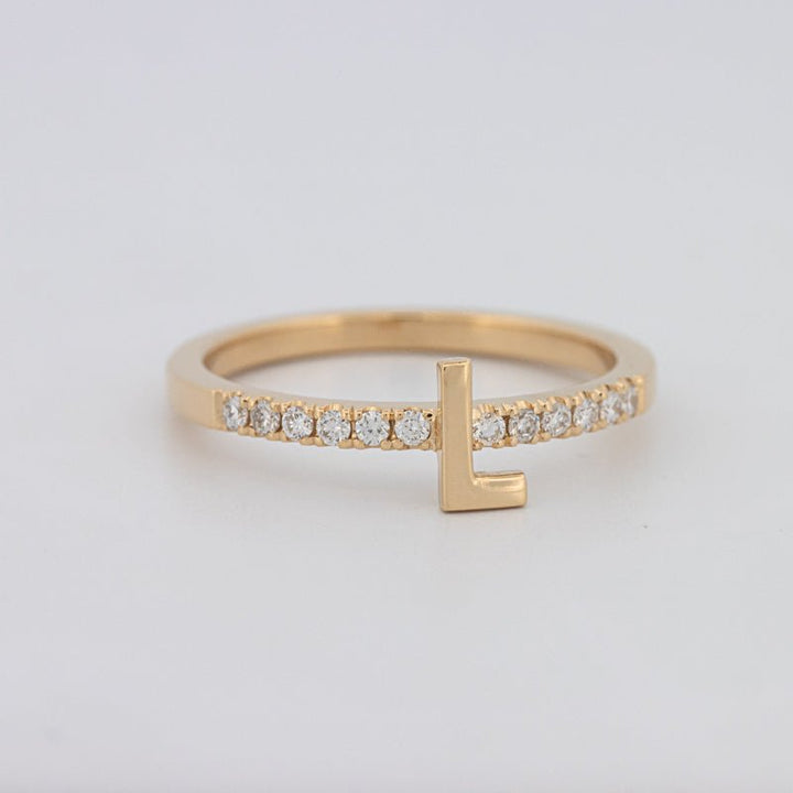 Stackable Initial "L" Diamond Ring - ZIZOV DIAMONDS