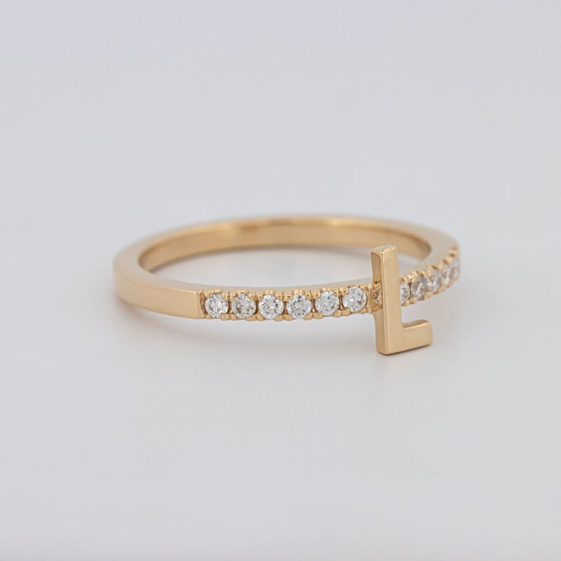 Stackable Initial "L" Diamond Ring - ZIZOV DIAMONDS