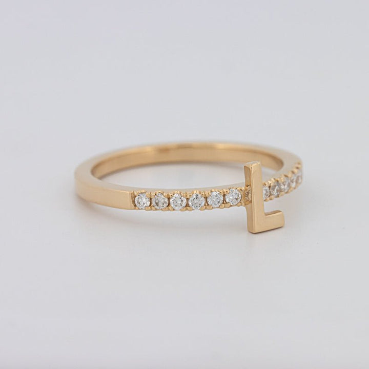 Stackable Initial "L" Diamond Ring - ZIZOV DIAMONDS