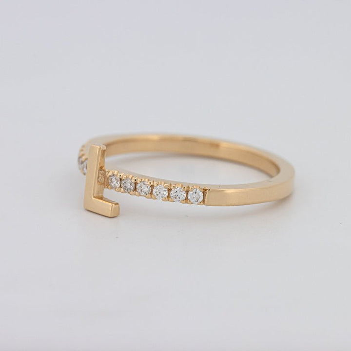 Stackable Initial "L" Diamond Ring - ZIZOV DIAMONDS
