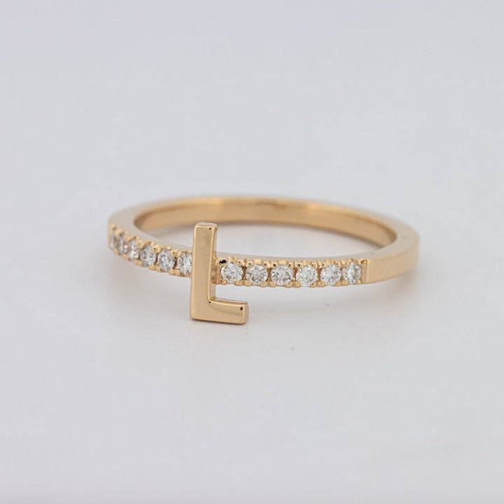 Stackable Initial "L" Diamond Ring - ZIZOV DIAMONDS