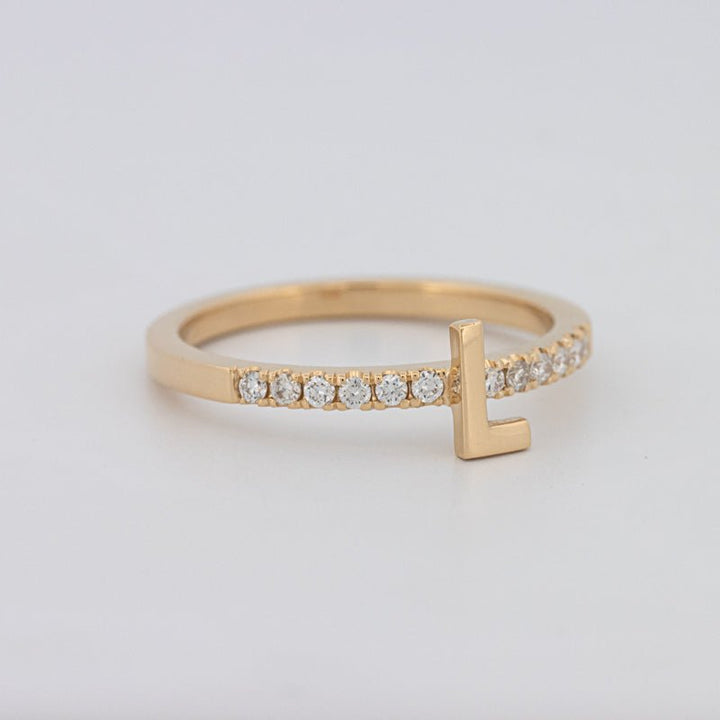 Stackable Initial "L" Diamond Ring - ZIZOV DIAMONDS