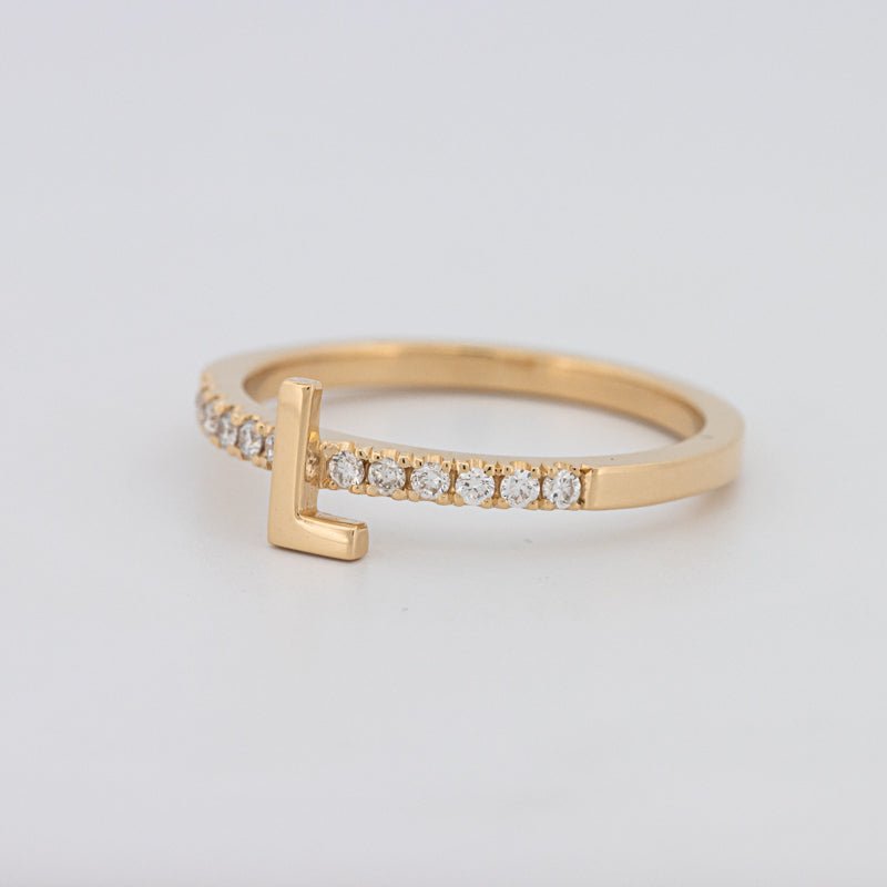 Stackable Initial "L" Diamond Ring - ZIZOV DIAMONDS