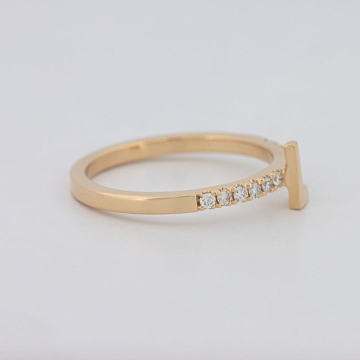 Stackable Initial "L" Diamond Ring - ZIZOV DIAMONDS