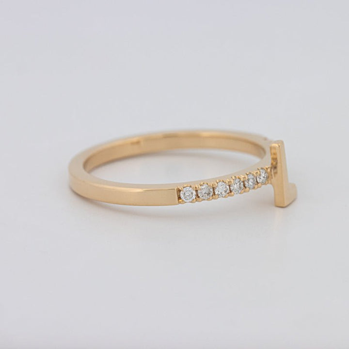Stackable Initial "L" Diamond Ring - ZIZOV DIAMONDS