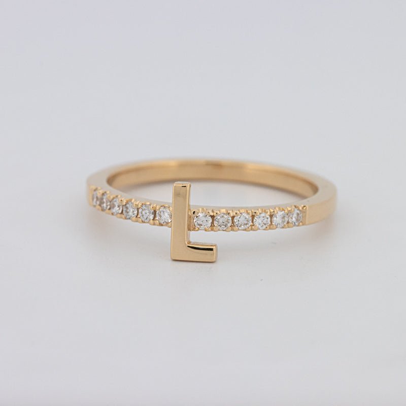 Stackable Initial "L" Diamond Ring - ZIZOV DIAMONDS
