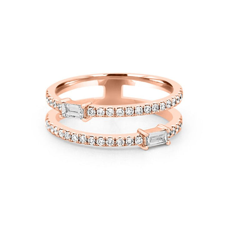 Twin baguette pave ring - ZIZOV DIAMONDS