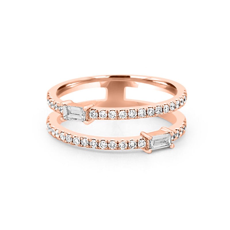 Twin baguette pave ring - ZIZOV DIAMONDS