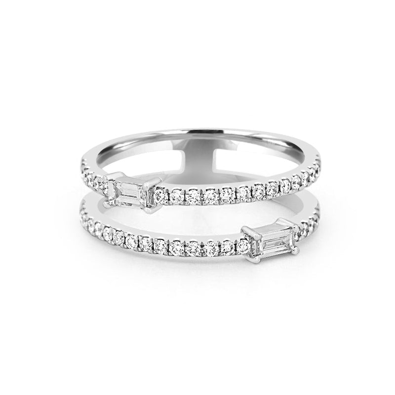 Twin baguette pave ring - ZIZOV DIAMONDS