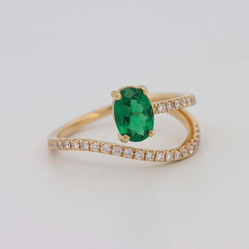 Twisted gem ring (emerald) - ZIZOV DIAMONDS