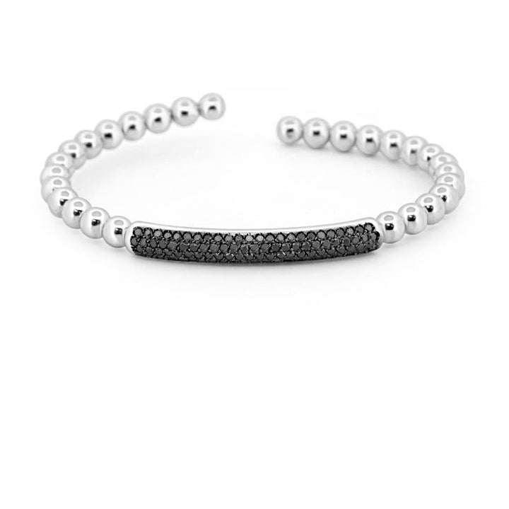 White Gold (open) Bangle with Black Diamonds - ZIZOV DIAMONDS
