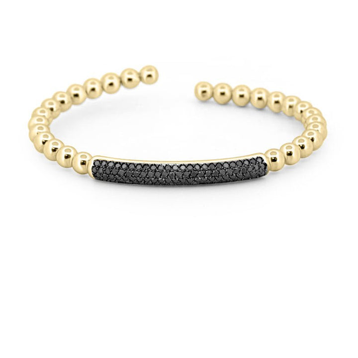 White Gold (open) Bangle with Black Diamonds - ZIZOV DIAMONDS