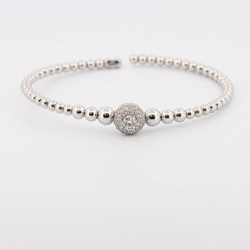White Gold (open) Bangle with Diamonds - ZIZOV DIAMONDS