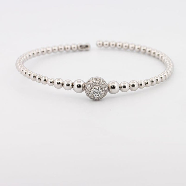 White Gold (open) Bangle with Diamonds - ZIZOV DIAMONDS