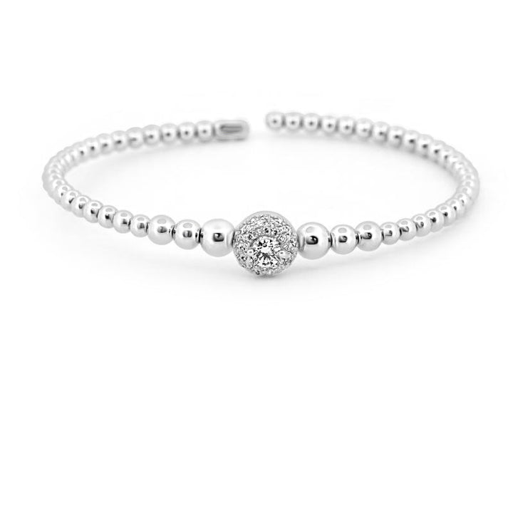 White Gold (open) Bangle with Diamonds - ZIZOV DIAMONDS