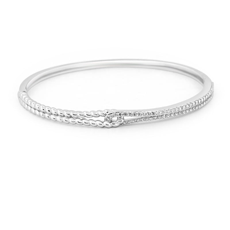White Gold Split Bangle with Diamonds - ZIZOV DIAMONDS